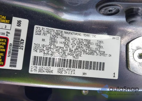 2013 Toyota Tundra Platinum 5.7L V8 from USA, damaged, VIN 5TFFY5F11DX142127